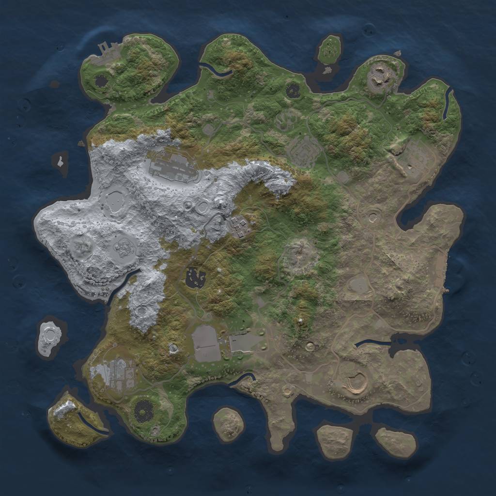 Rust Map: Procedural Map, Size: 3500, Seed: 31886093, 18 Monuments