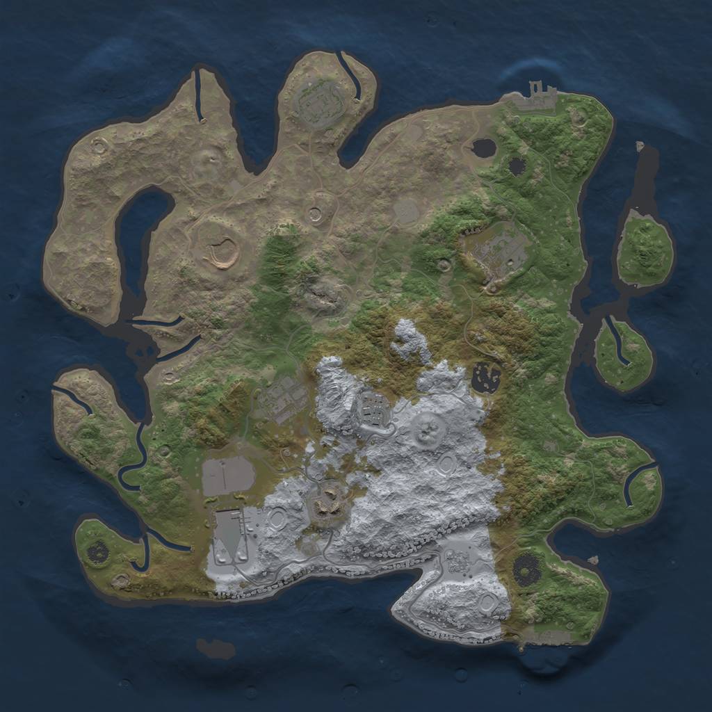 Rust Map: Procedural Map, Size: 3500, Seed: 92518944, 17 Monuments