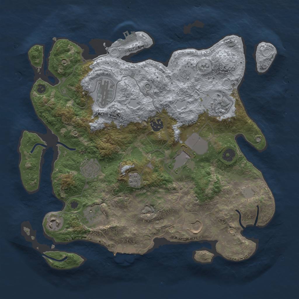 Rust Map: Procedural Map, Size: 3500, Seed: 96668369, 18 Monuments