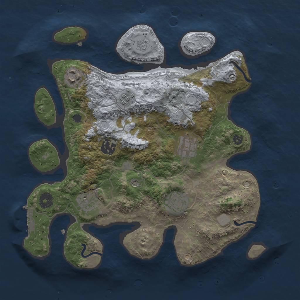 Rust Map: Procedural Map, Size: 3000, Seed: 7380, 14 Monuments