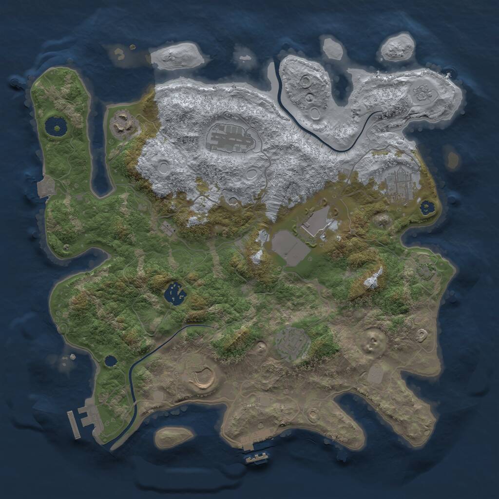 Rust Map: Procedural Map, Size: 3500, Seed: 97984770, 13 Monuments