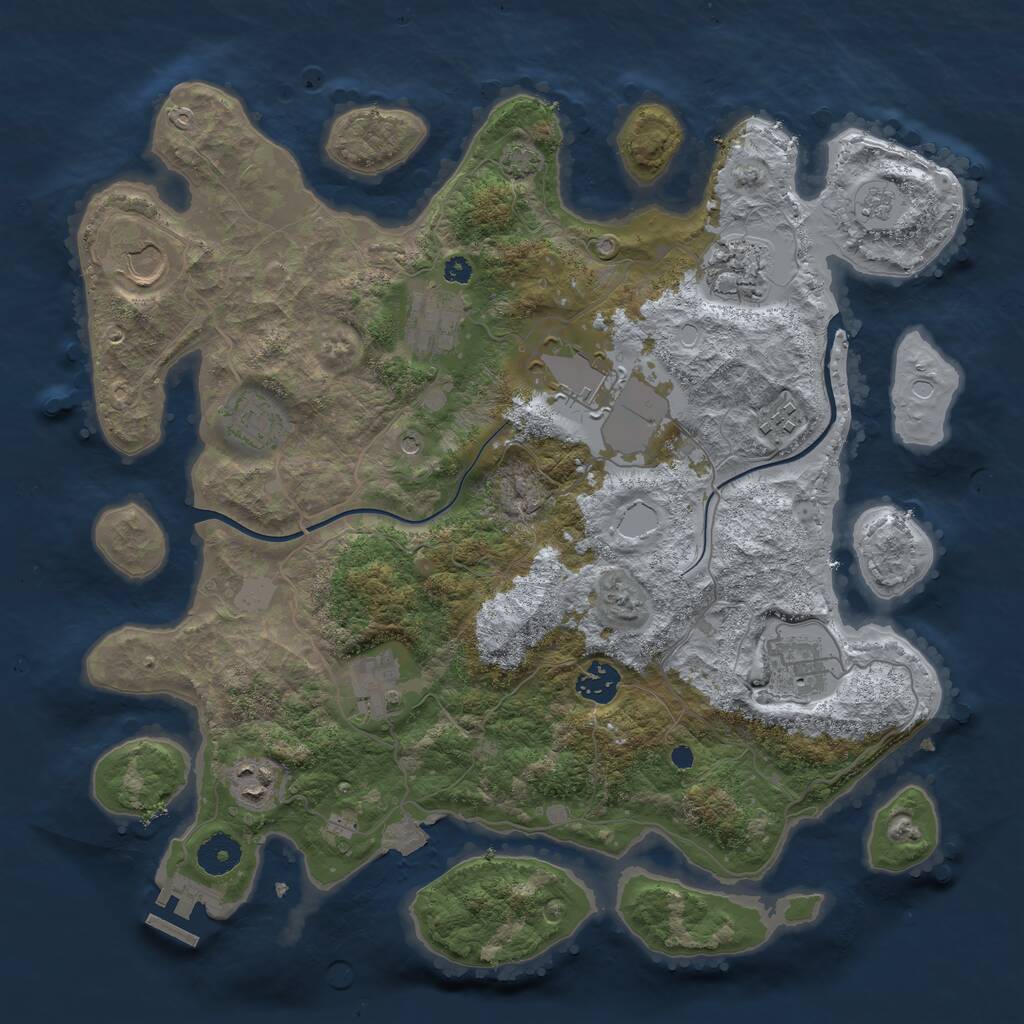 Rust Map: Procedural Map, Size: 3700, Seed: 2107485480, 15 Monuments