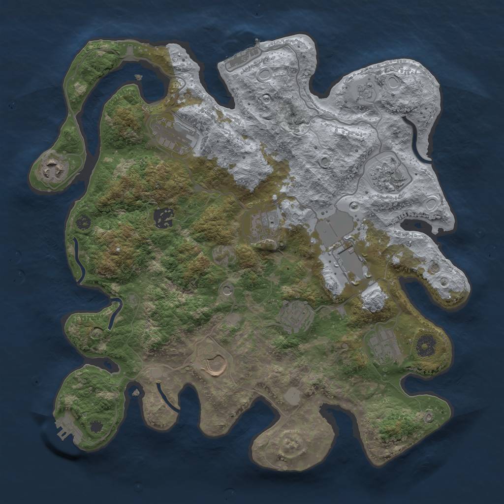 Rust Map: Procedural Map, Size: 3500, Seed: 58182453, 18 Monuments