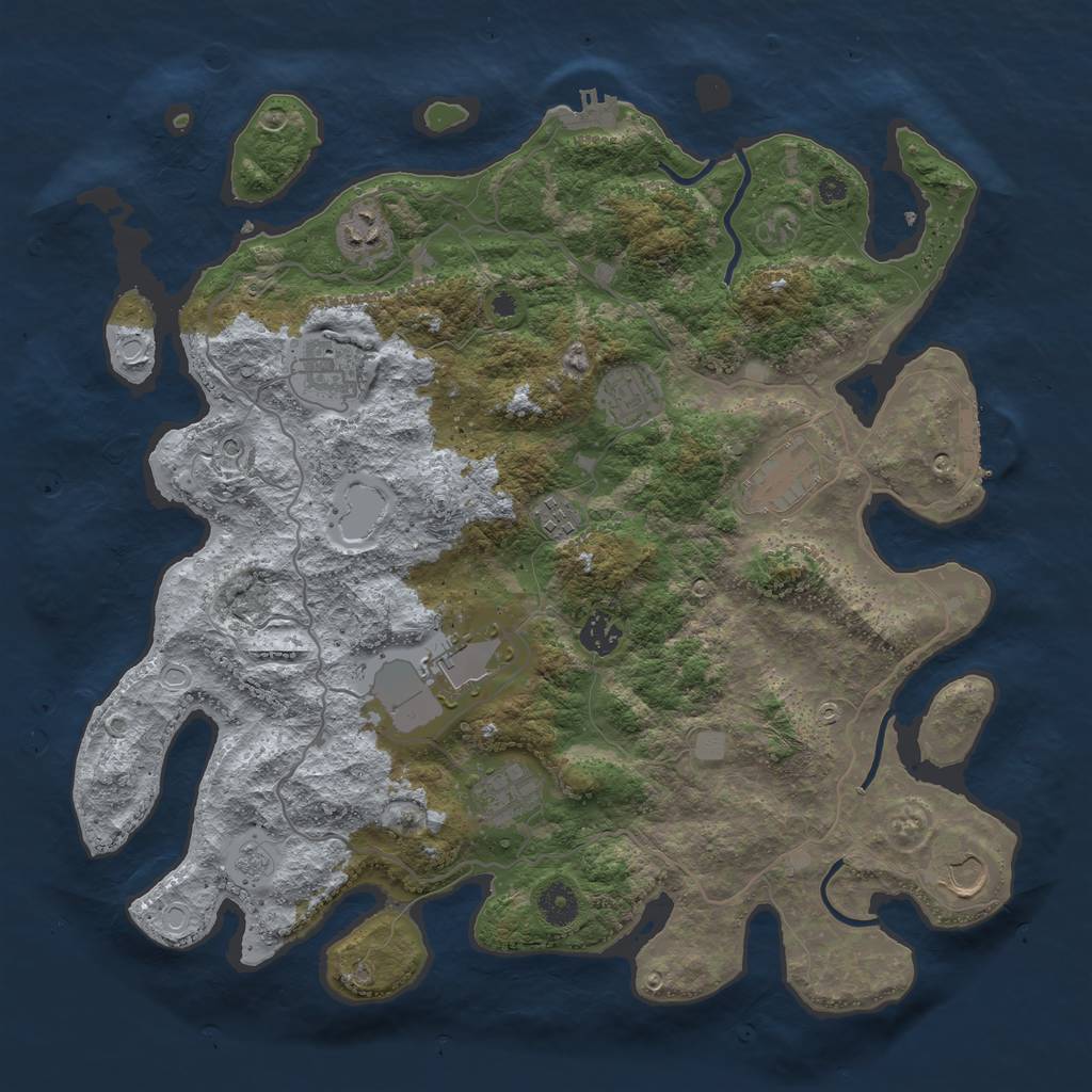 Rust Map: Procedural Map, Size: 4000, Seed: 731, 18 Monuments