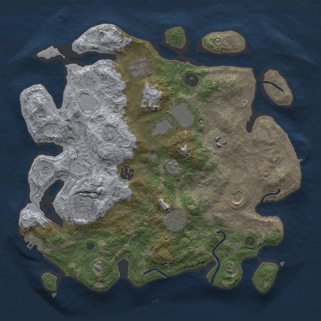 Rust Map: Procedural Map, Size: 3500, Seed: 1023802498, 15 Monuments