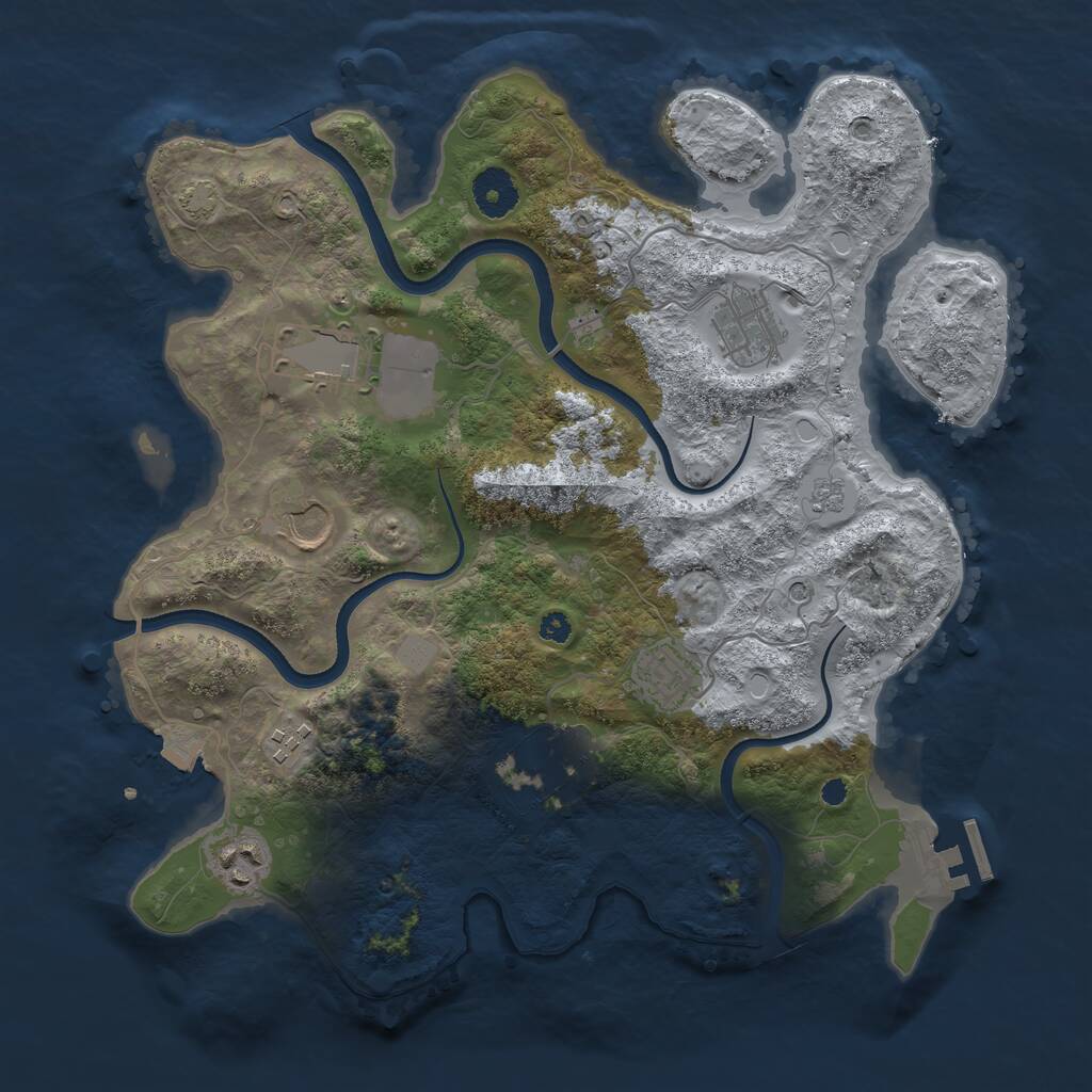 Rust Map: Procedural Map, Size: 3500, Seed: 58203622, 12 Monuments