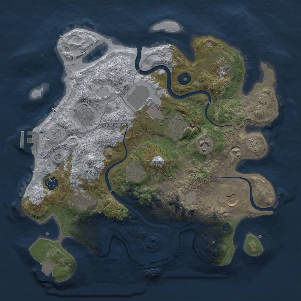 Rust Map: Procedural Map, Size: 3500, Seed: 80152380, 16 Monuments