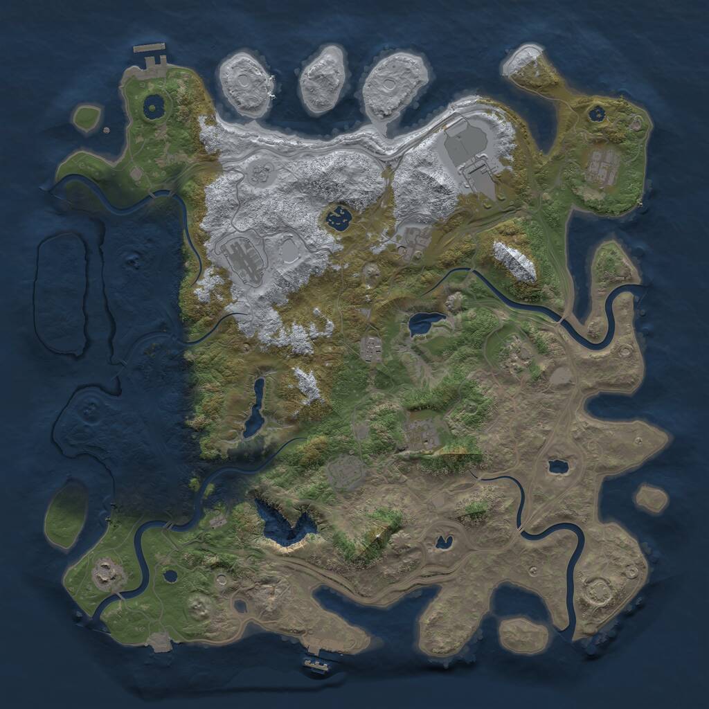 Rust Map: Procedural Map, Size: 4500, Seed: 45675, 16 Monuments