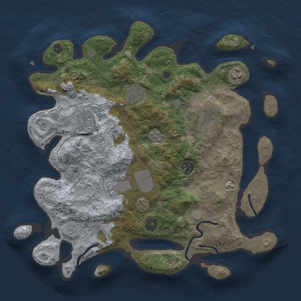 Rust Map: Procedural Map, Size: 3500, Seed: 26300396, 14 Monuments