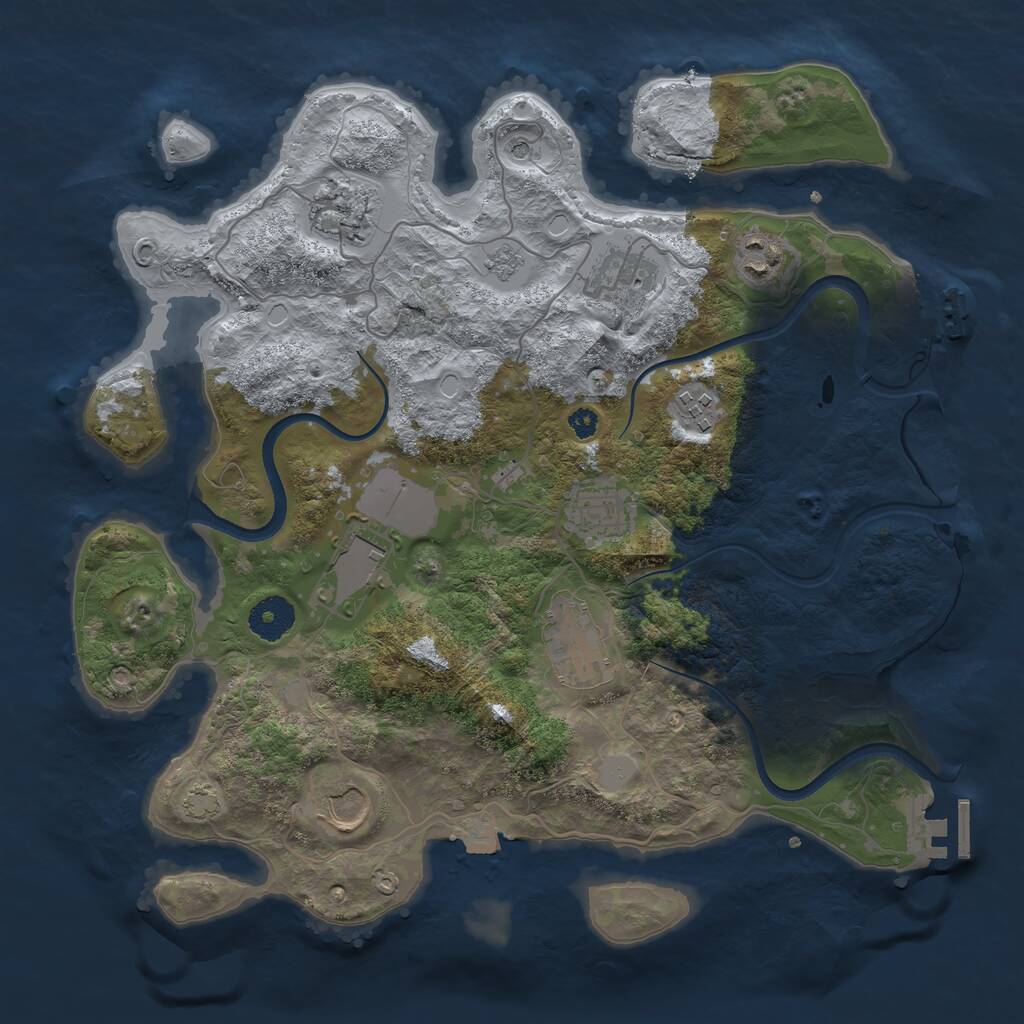 Rust Map: Procedural Map, Size: 3500, Seed: 83669581, 14 Monuments