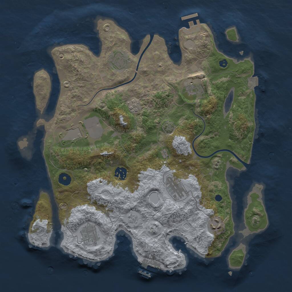 Rust Map: Procedural Map, Size: 3500, Seed: 98127578, 13 Monuments