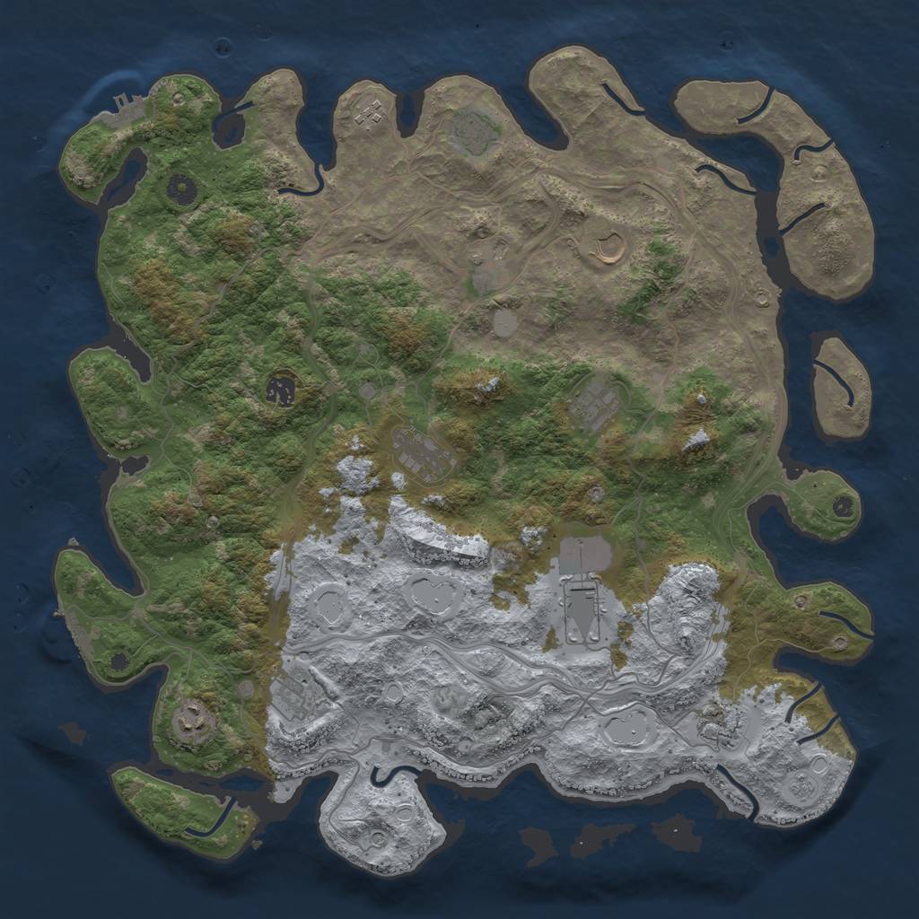 Rust Map: Procedural Map, Size: 4500, Seed: 1389014771, 18 Monuments