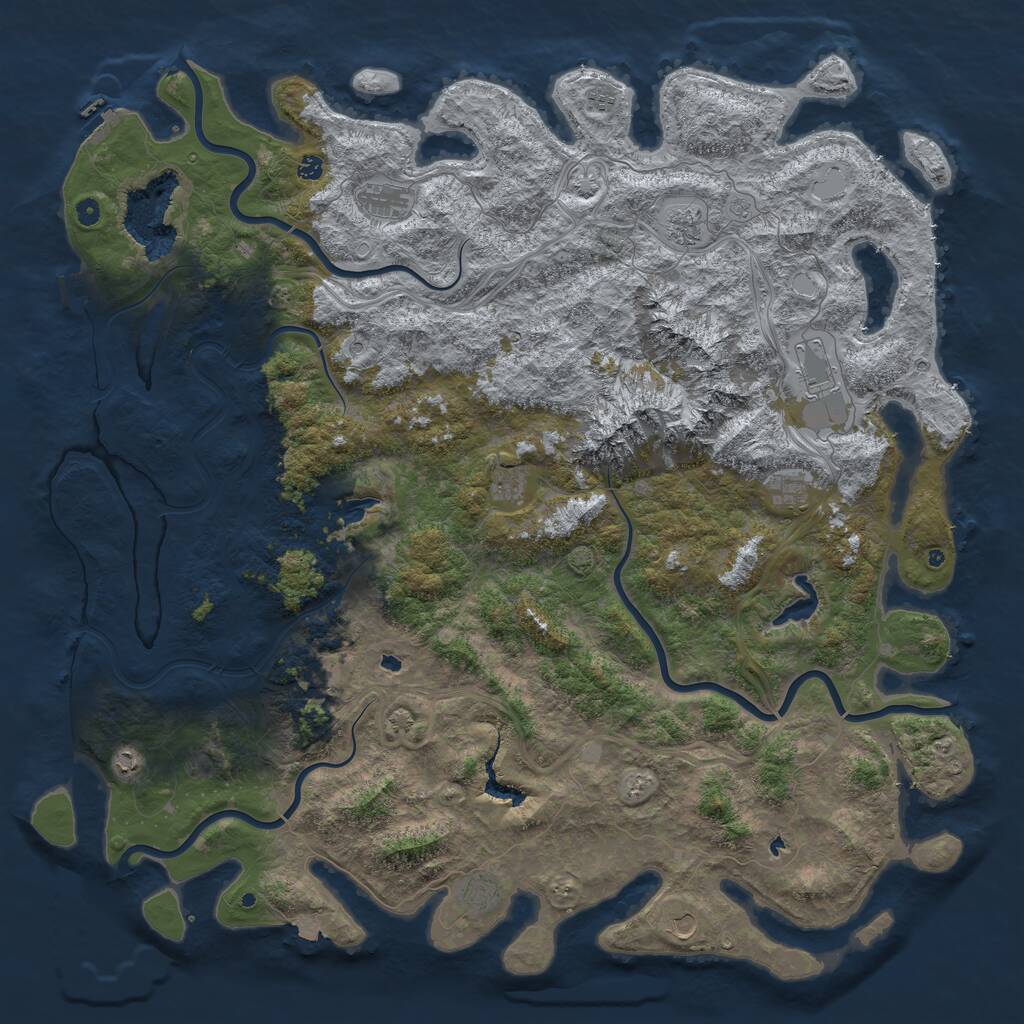 Rust Map: Procedural Map, Size: 6000, Seed: 50238700, 17 Monuments