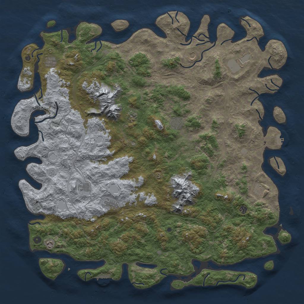 Rust Map: Procedural Map, Size: 6000, Seed: 20398, 18 Monuments