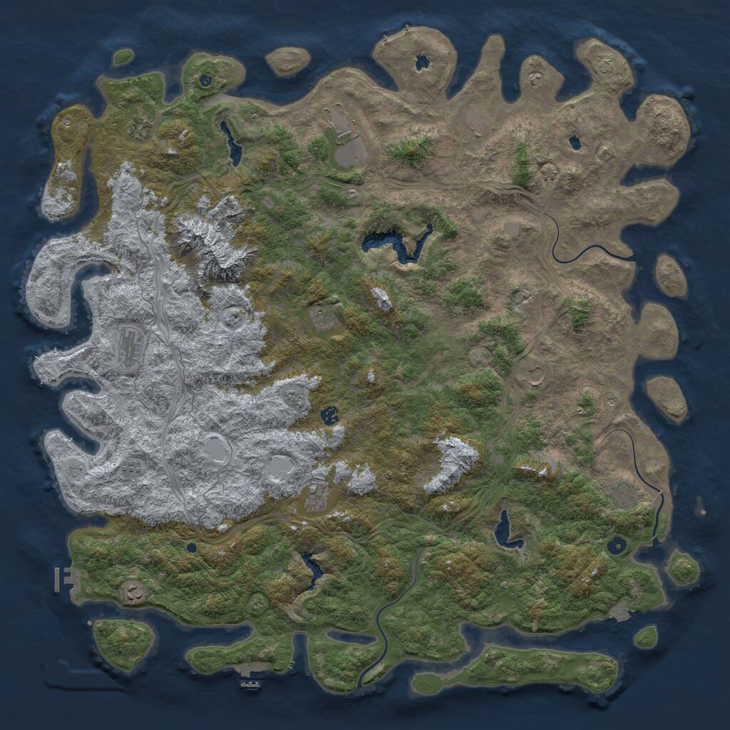 Rust Map: Procedural Map, Size: 6000, Seed: 20398, 17 Monuments
