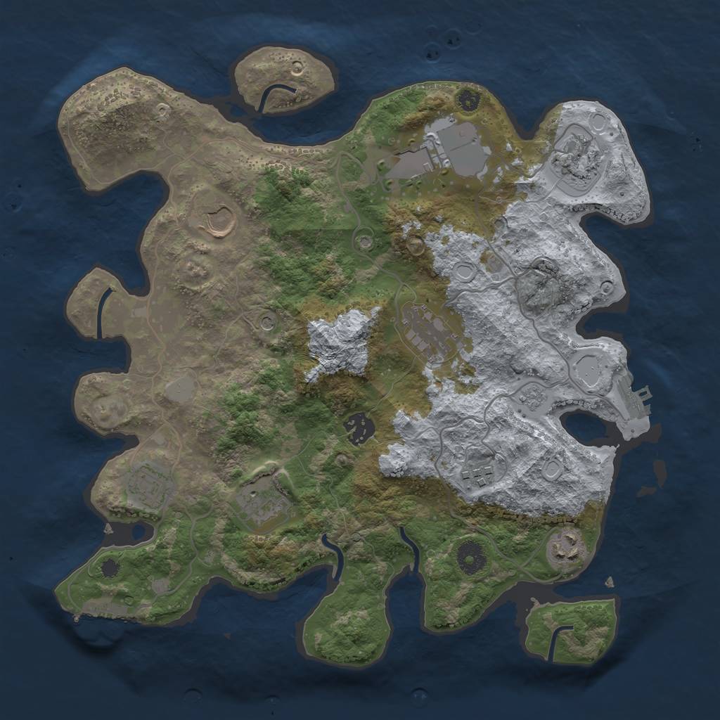 Rust Map: Procedural Map, Size: 3500, Seed: 76670920, 16 Monuments