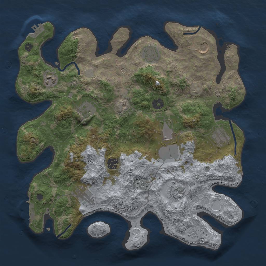 Rust Map: Procedural Map, Size: 3500, Seed: 2046432904, 19 Monuments