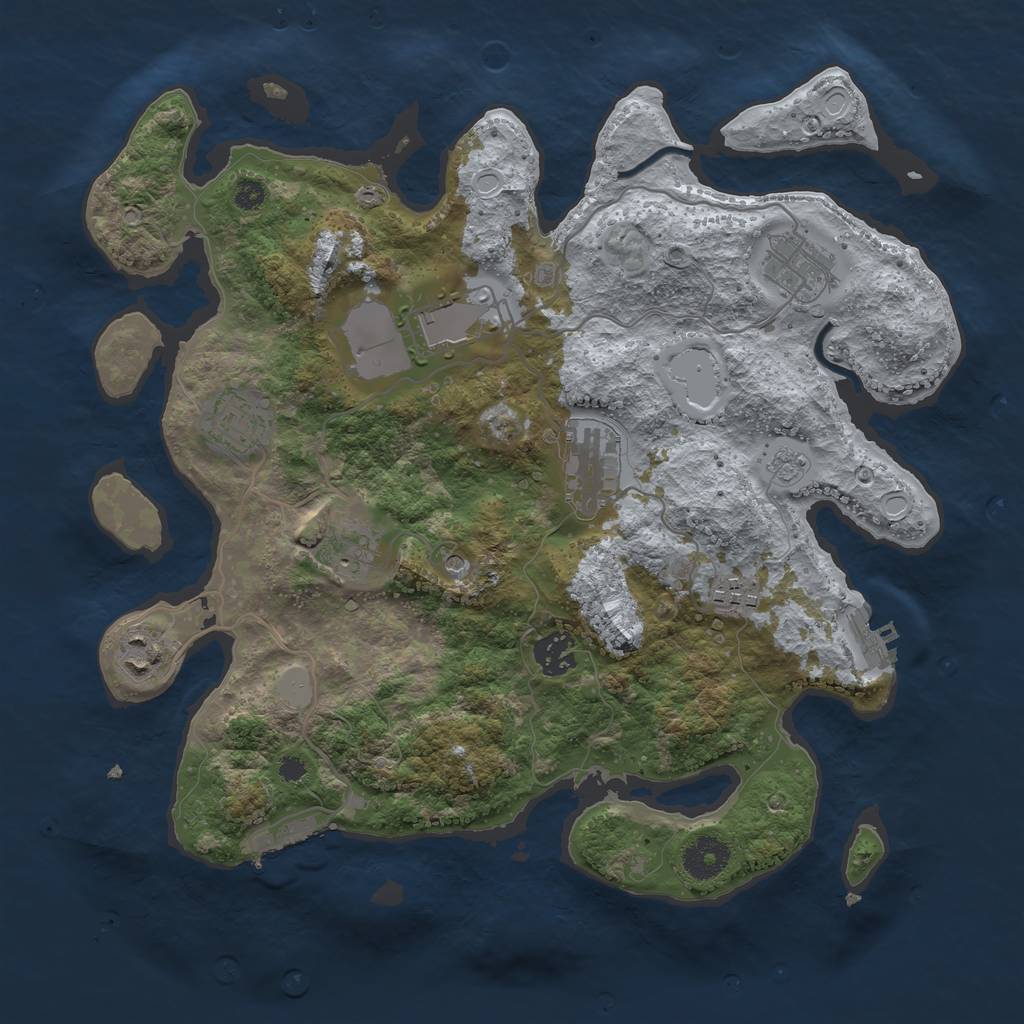 Rust Map: Procedural Map, Size: 3500, Seed: 60059244, 17 Monuments
