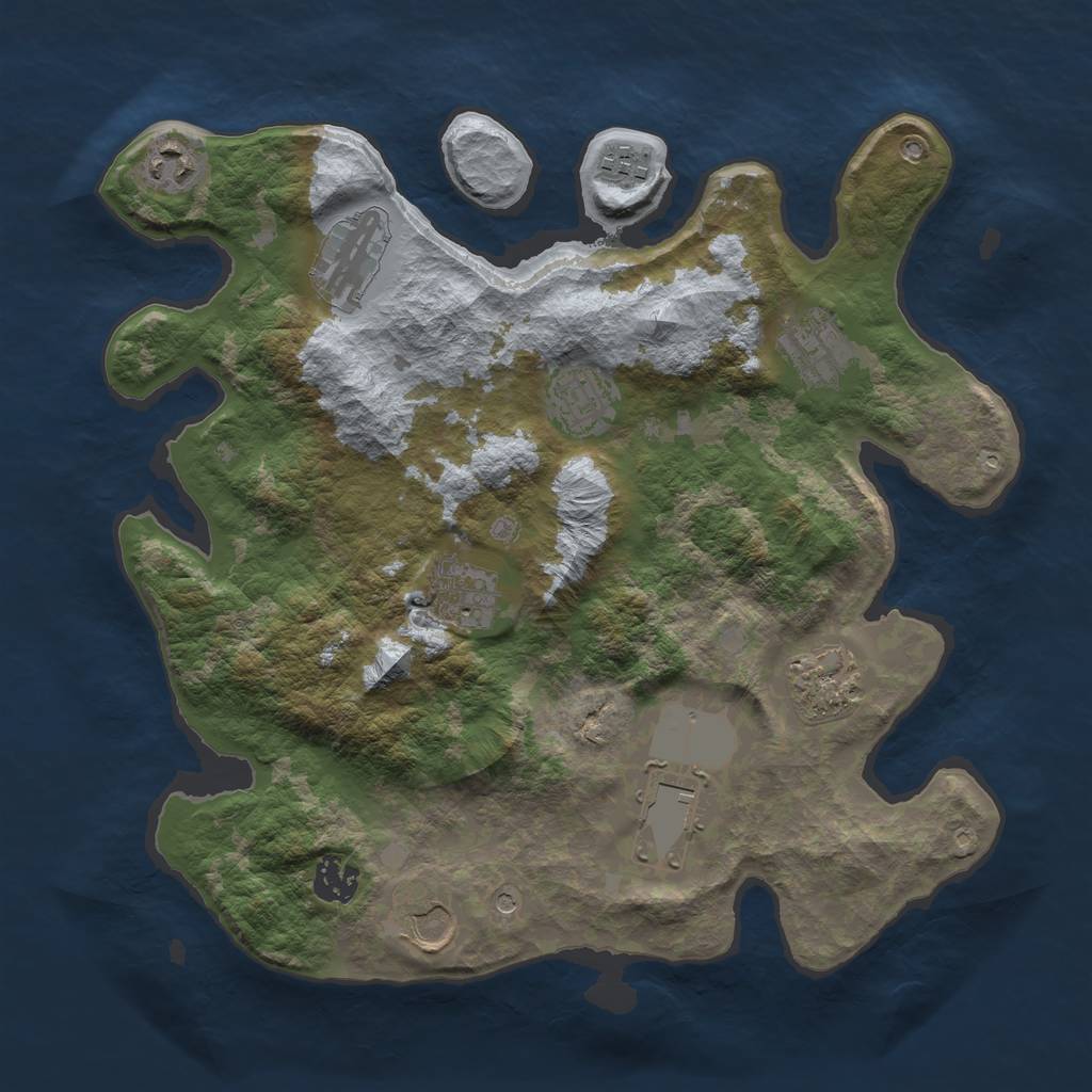 Rust Map: Barren, Size: 3500, Seed: 874984352, 13 Monuments