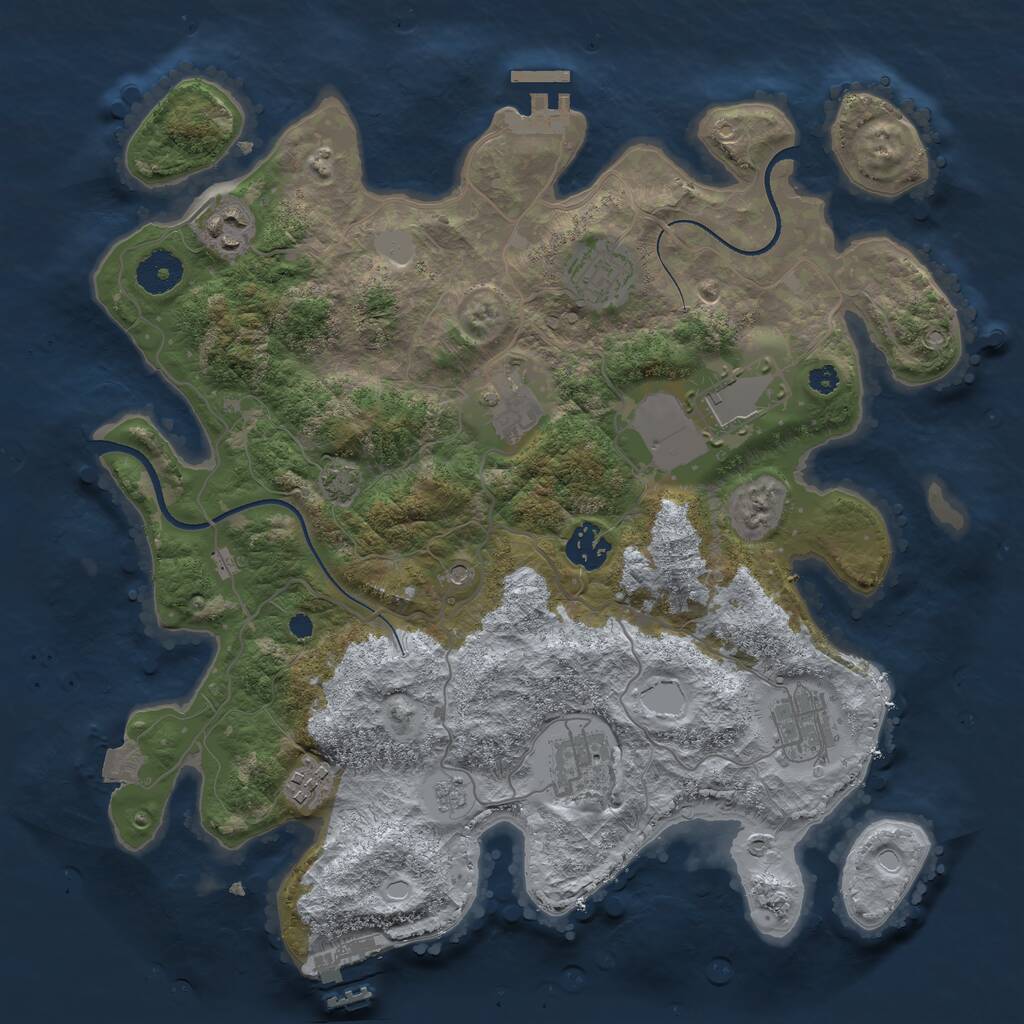 Rust Map: Procedural Map, Size: 3500, Seed: 46629992, 14 Monuments
