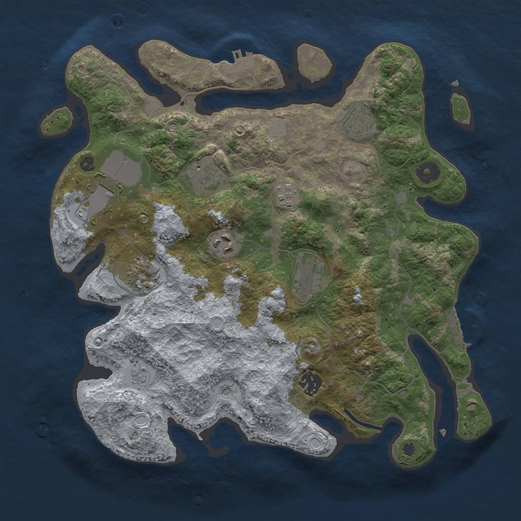 Rust Map: Procedural Map, Size: 3500, Seed: 28299652, 15 Monuments