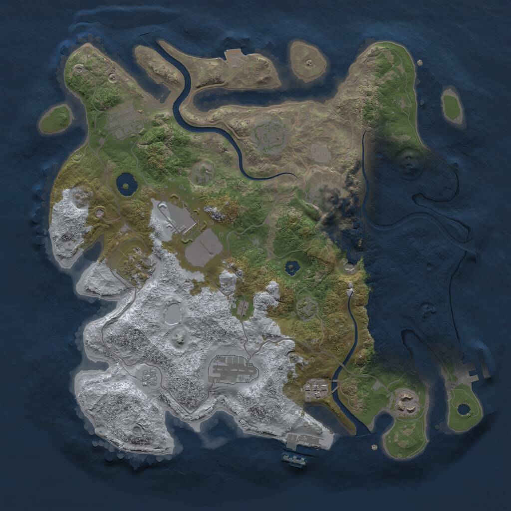 Rust Map: Procedural Map, Size: 3500, Seed: 28299652, 14 Monuments