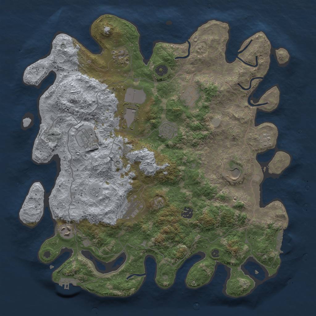 Rust Map: Procedural Map, Size: 4000, Seed: 42958415, 17 Monuments