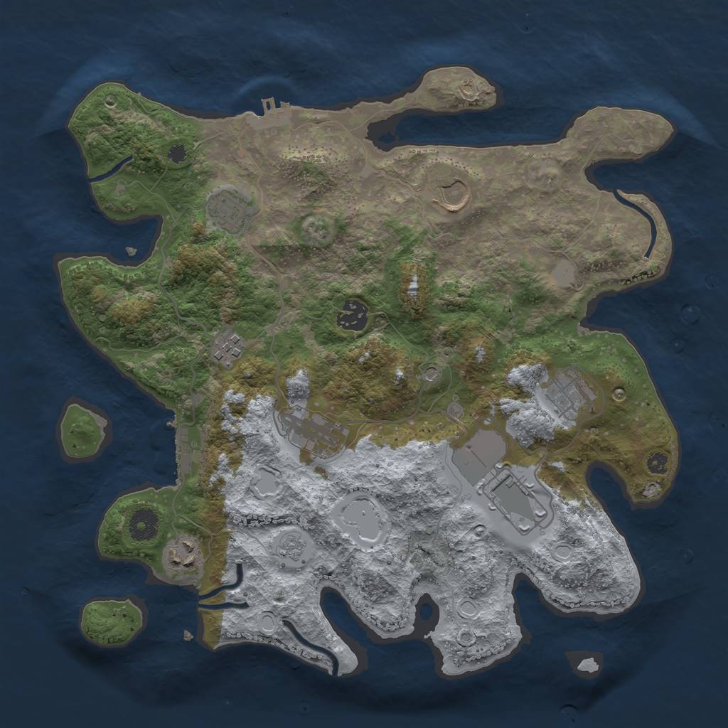 Rust Map: Procedural Map, Size: 3500, Seed: 68368733, 15 Monuments