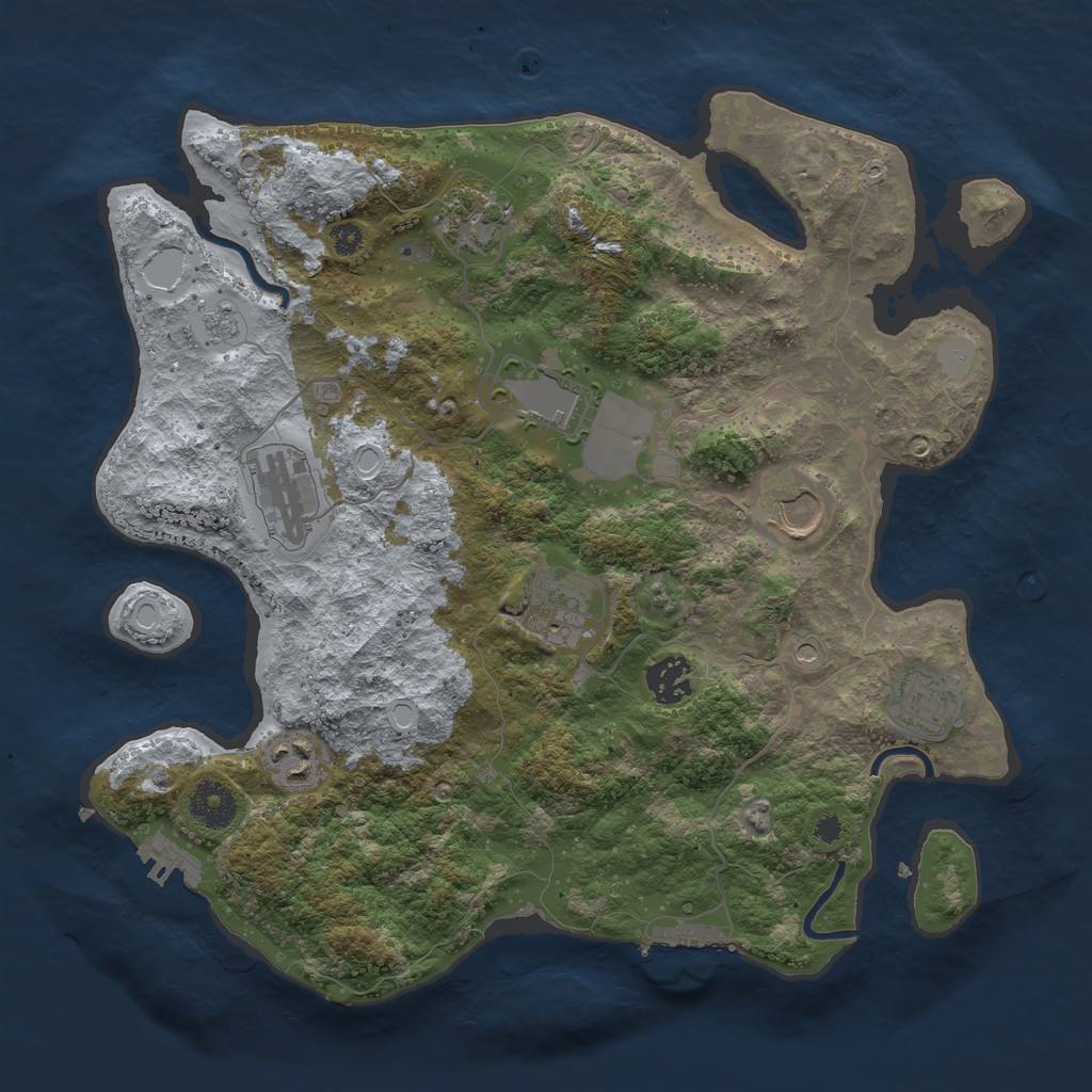 Rust Map: Procedural Map, Size: 3500, Seed: 42315534, 17 Monuments