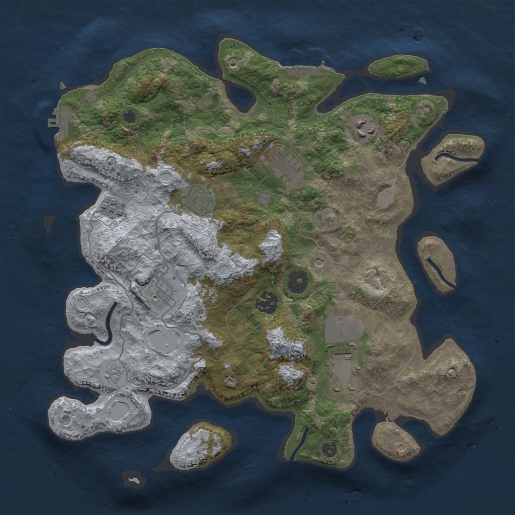 Rust Map: Procedural Map, Size: 3500, Seed: 22001496, 14 Monuments