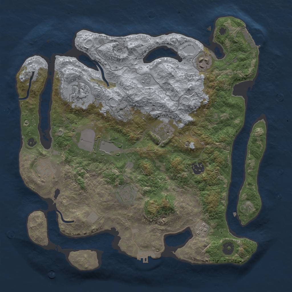 Rust Map: Procedural Map, Size: 3500, Seed: 40081401, 17 Monuments