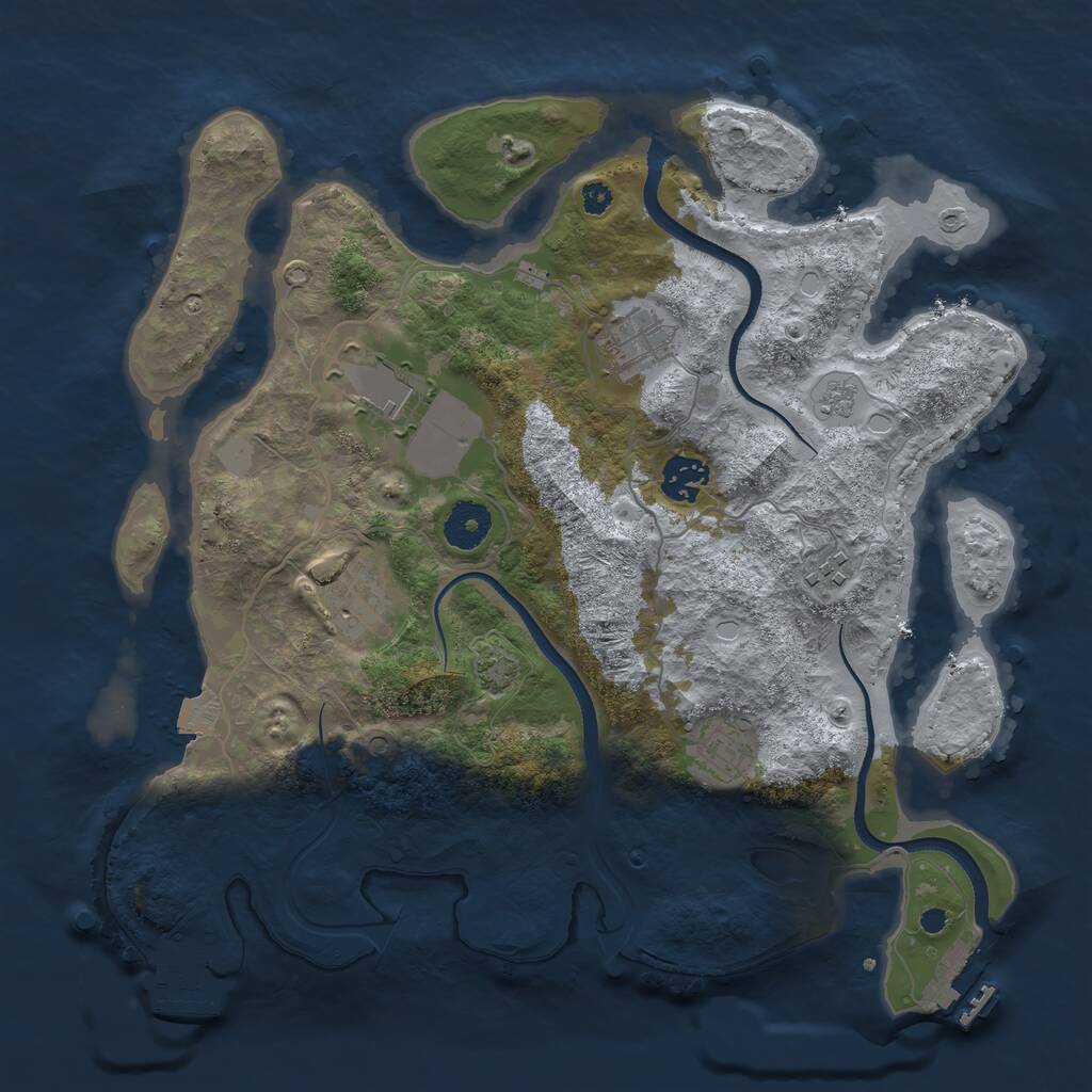 Rust Map: Procedural Map, Size: 3500, Seed: 1936793783, 12 Monuments
