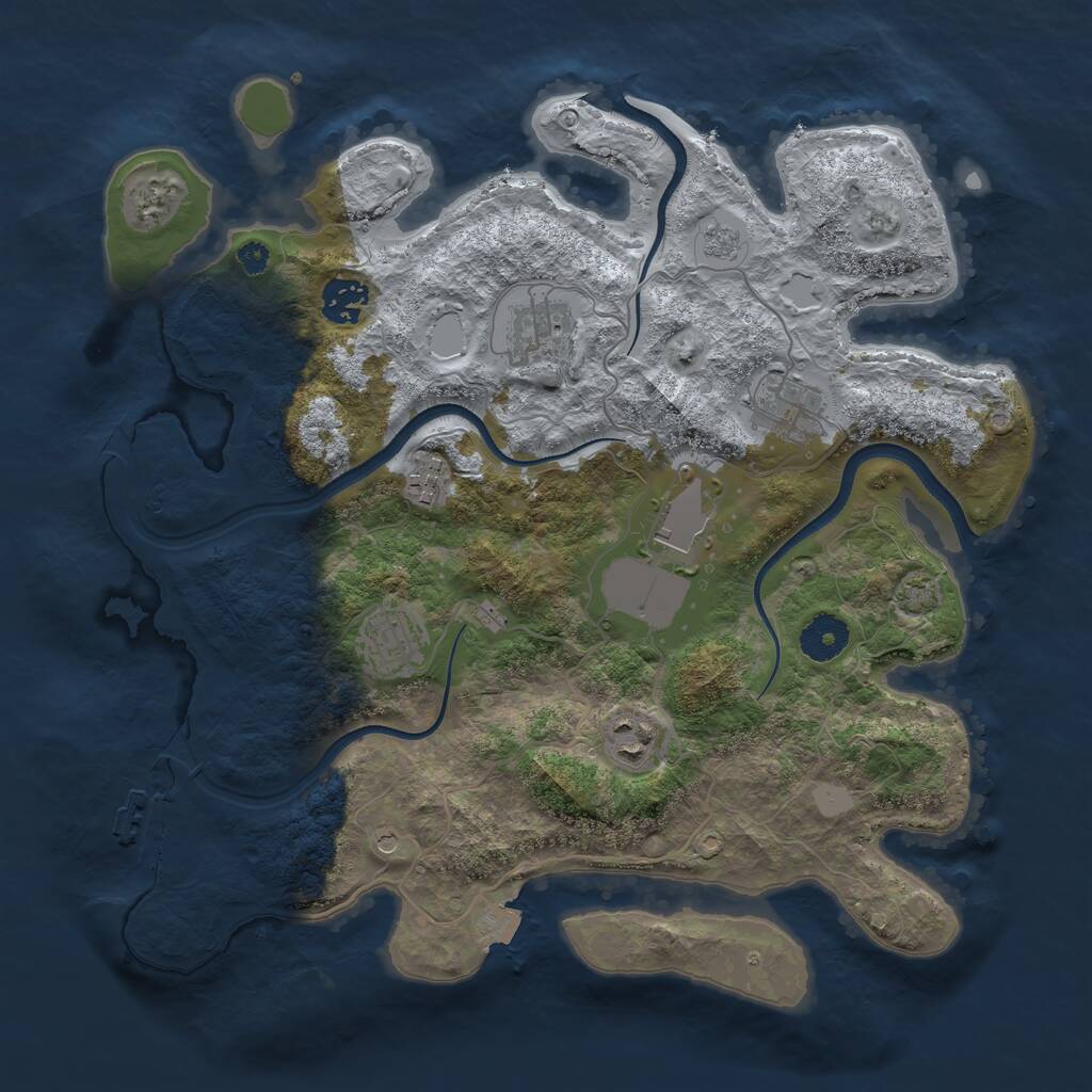 Rust Map: Procedural Map, Size: 3500, Seed: 70421444, 12 Monuments