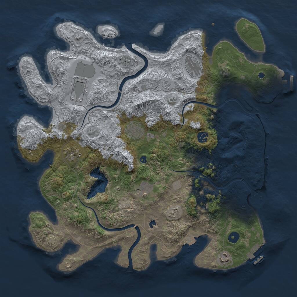 Rust Map: Procedural Map, Size: 4000, Seed: 442076047, 14 Monuments