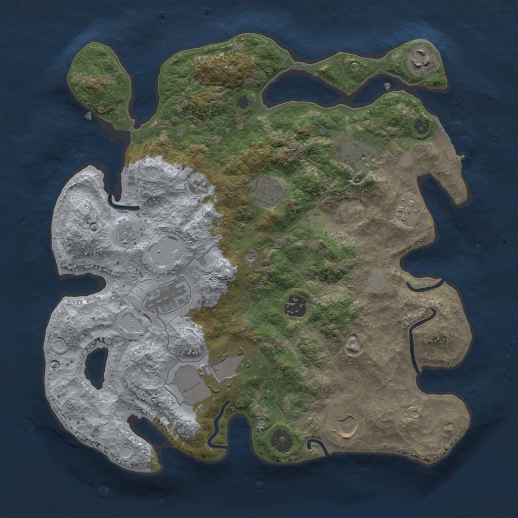 Rust Map: Procedural Map, Size: 3500, Seed: 25374584, 16 Monuments