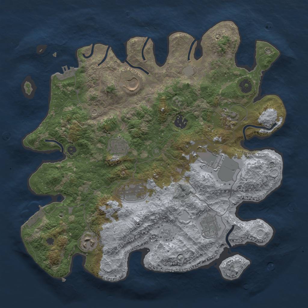 Rust Map: Procedural Map, Size: 3500, Seed: 2659, 15 Monuments
