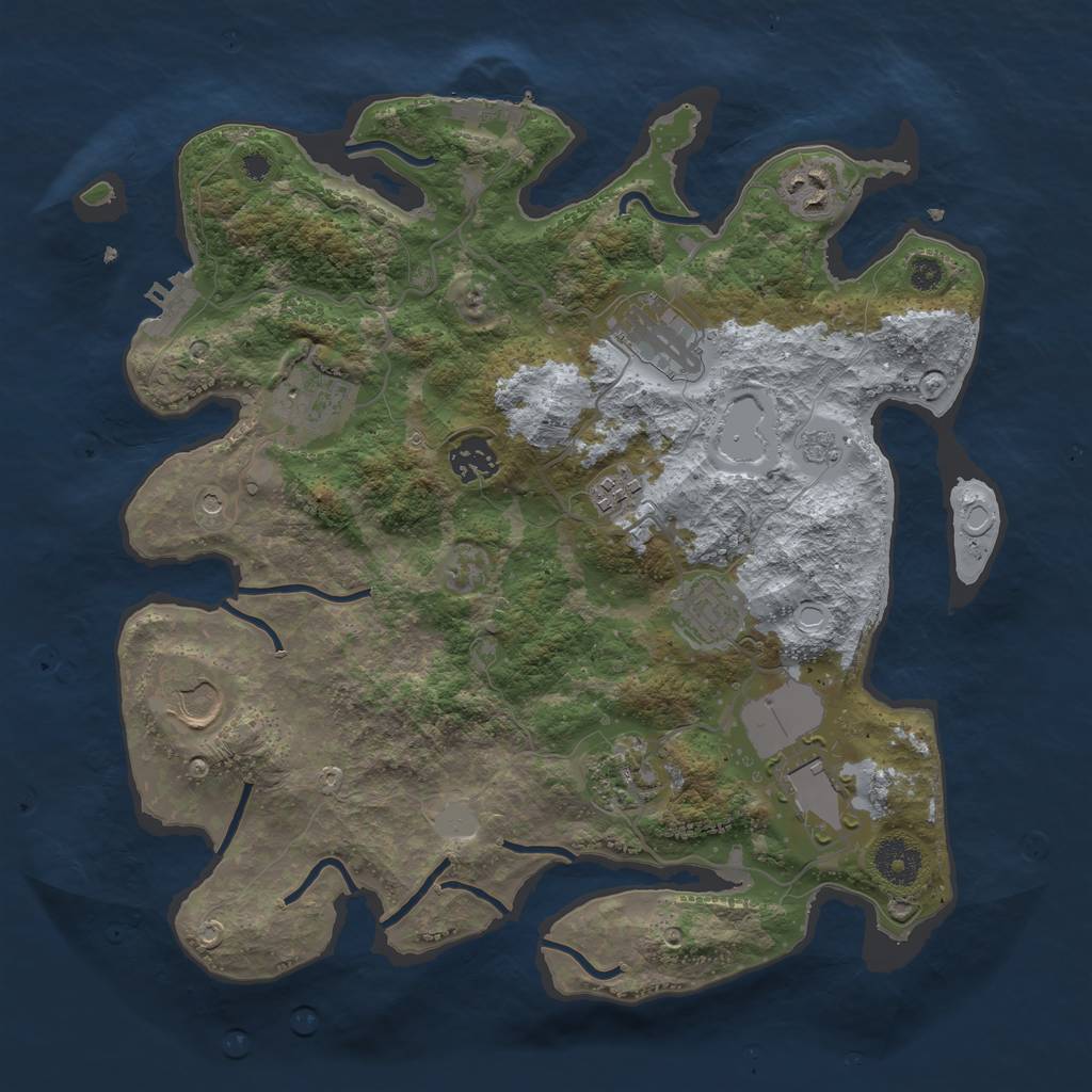 Rust Map: Procedural Map, Size: 3500, Seed: 83082578, 18 Monuments