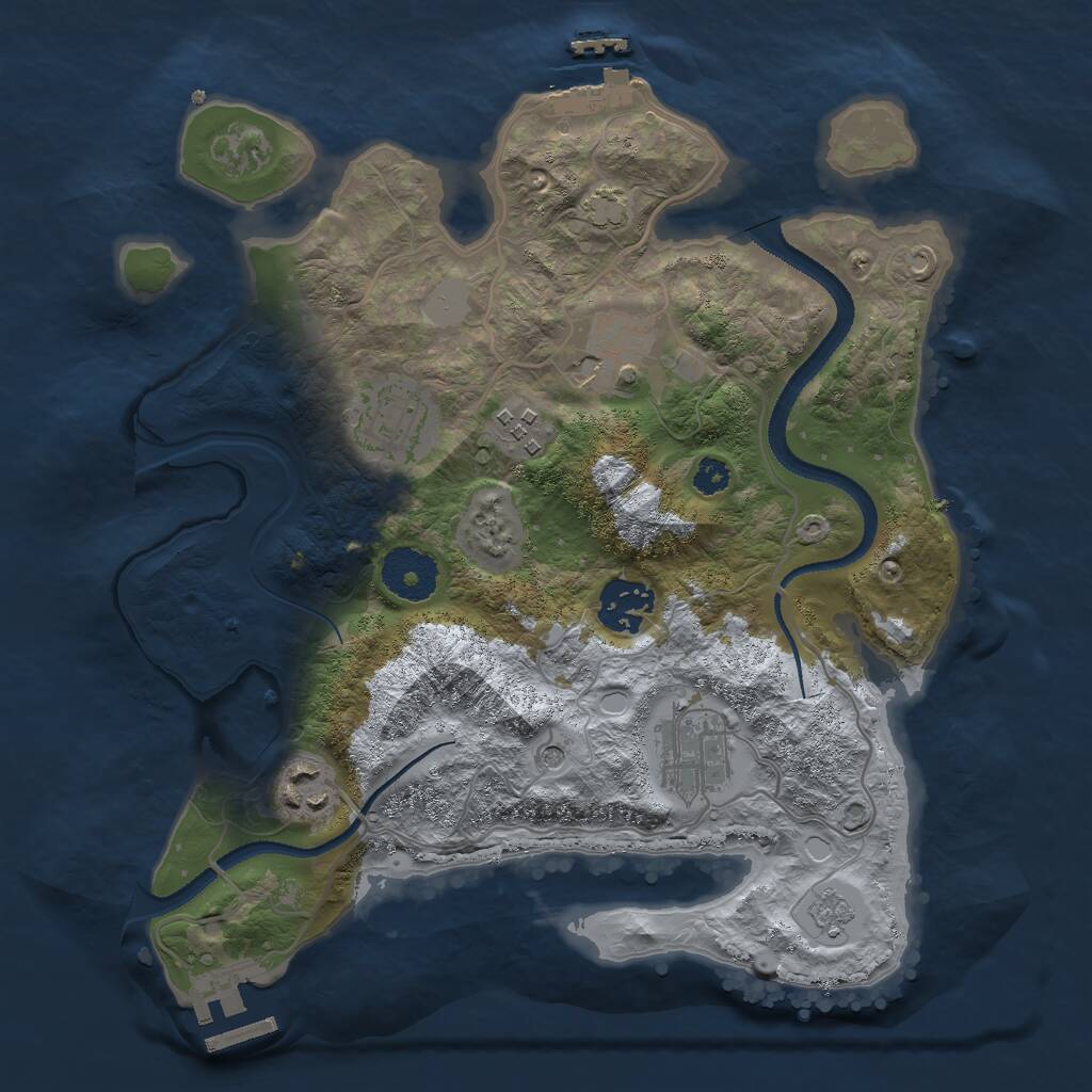 Rust Map: Procedural Map, Size: 3000, Seed: 1623275, 12 Monuments