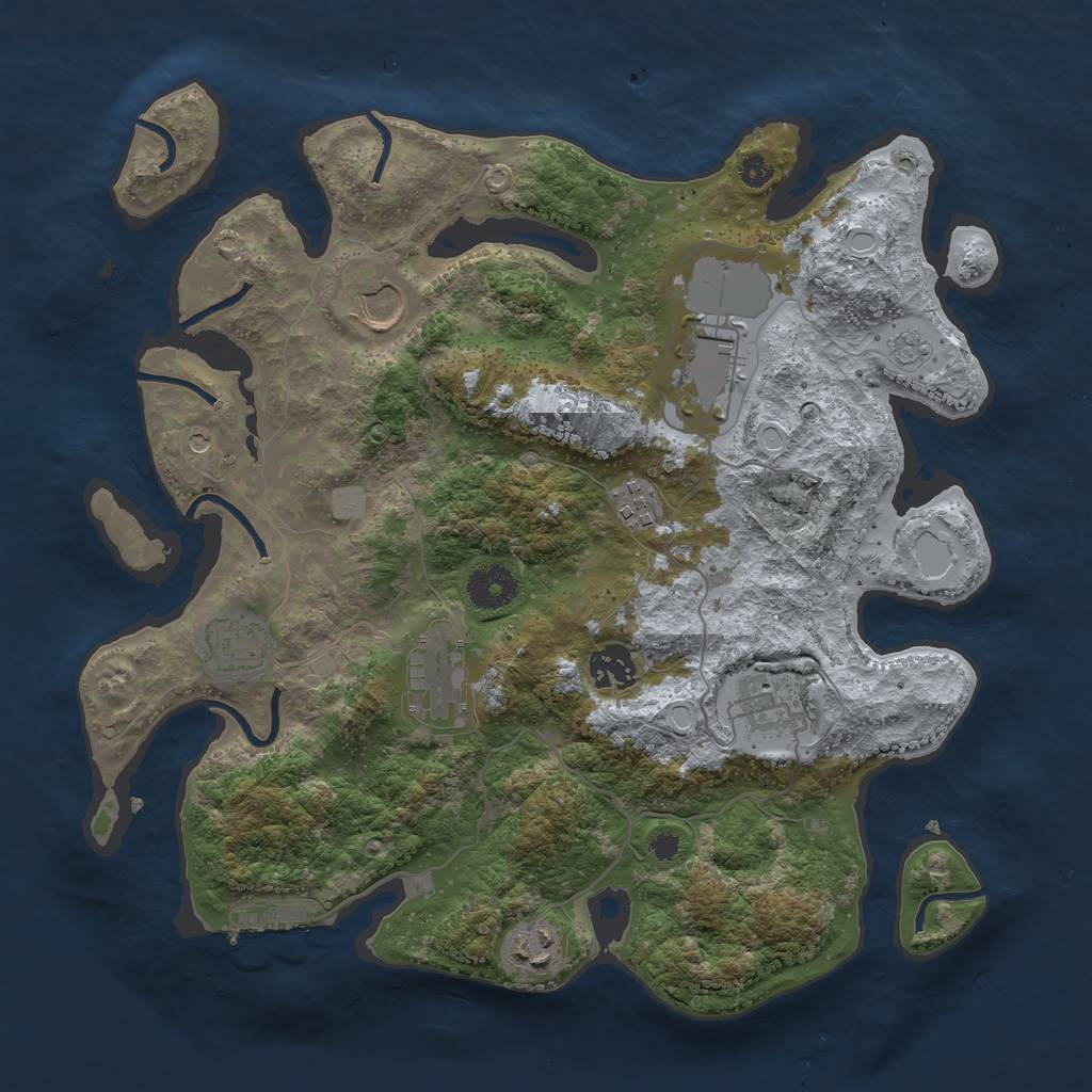 Rust Map: Procedural Map, Size: 3500, Seed: 51957909, 14 Monuments