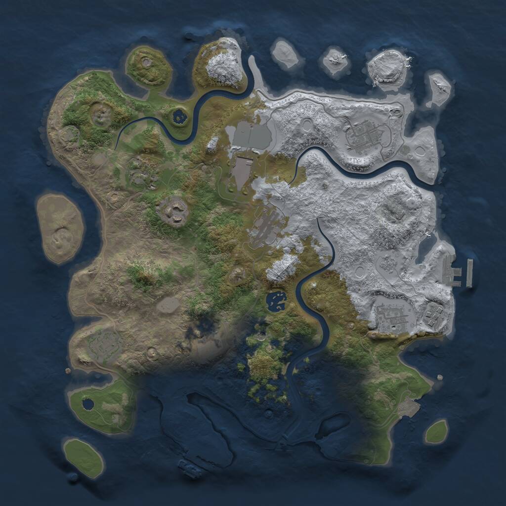 Rust Map: Procedural Map, Size: 3600, Seed: 19327, 16 Monuments