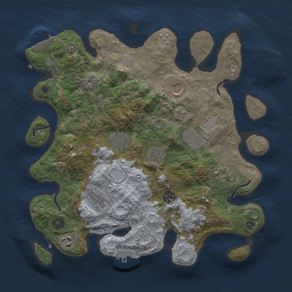 Rust Map: Procedural Map, Size: 3500, Seed: 1462592745, 18 Monuments