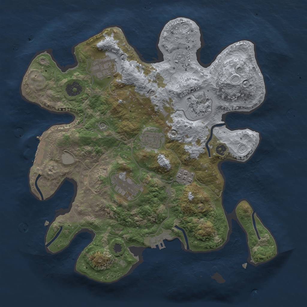 Rust Map: Procedural Map, Size: 3000, Seed: 4407, 14 Monuments