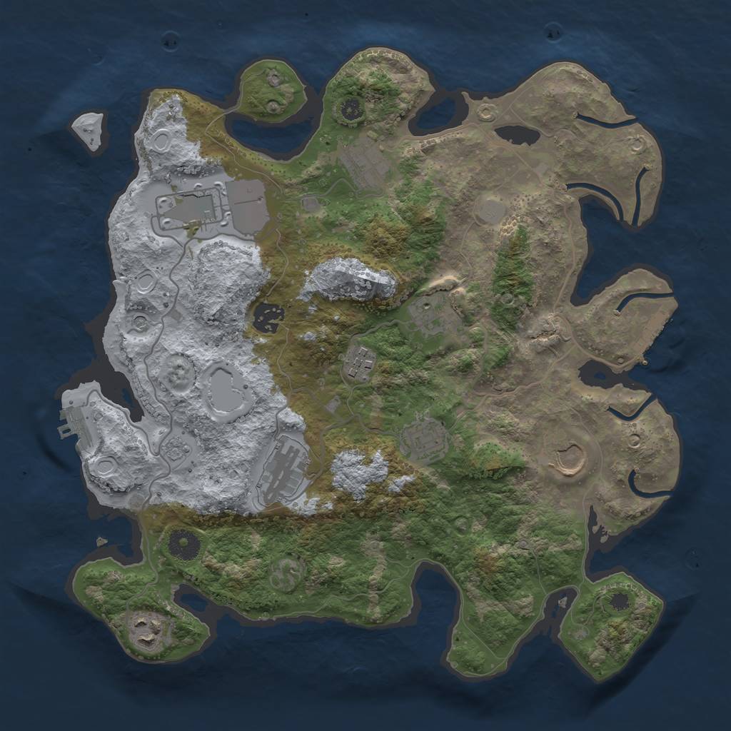 Rust Map: Procedural Map, Size: 3500, Seed: 1332896035, 18 Monuments