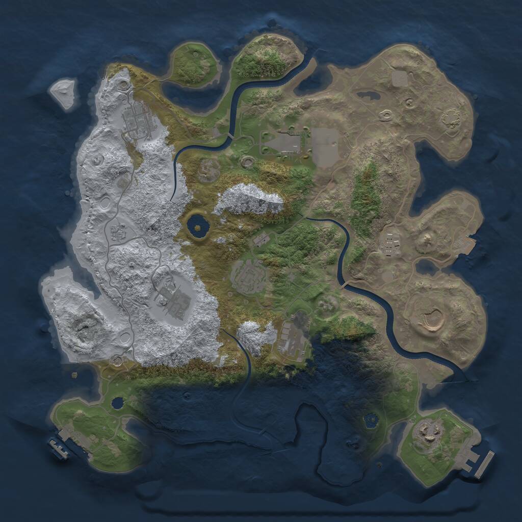 Rust Map: Procedural Map, Size: 3500, Seed: 1332896035, 14 Monuments