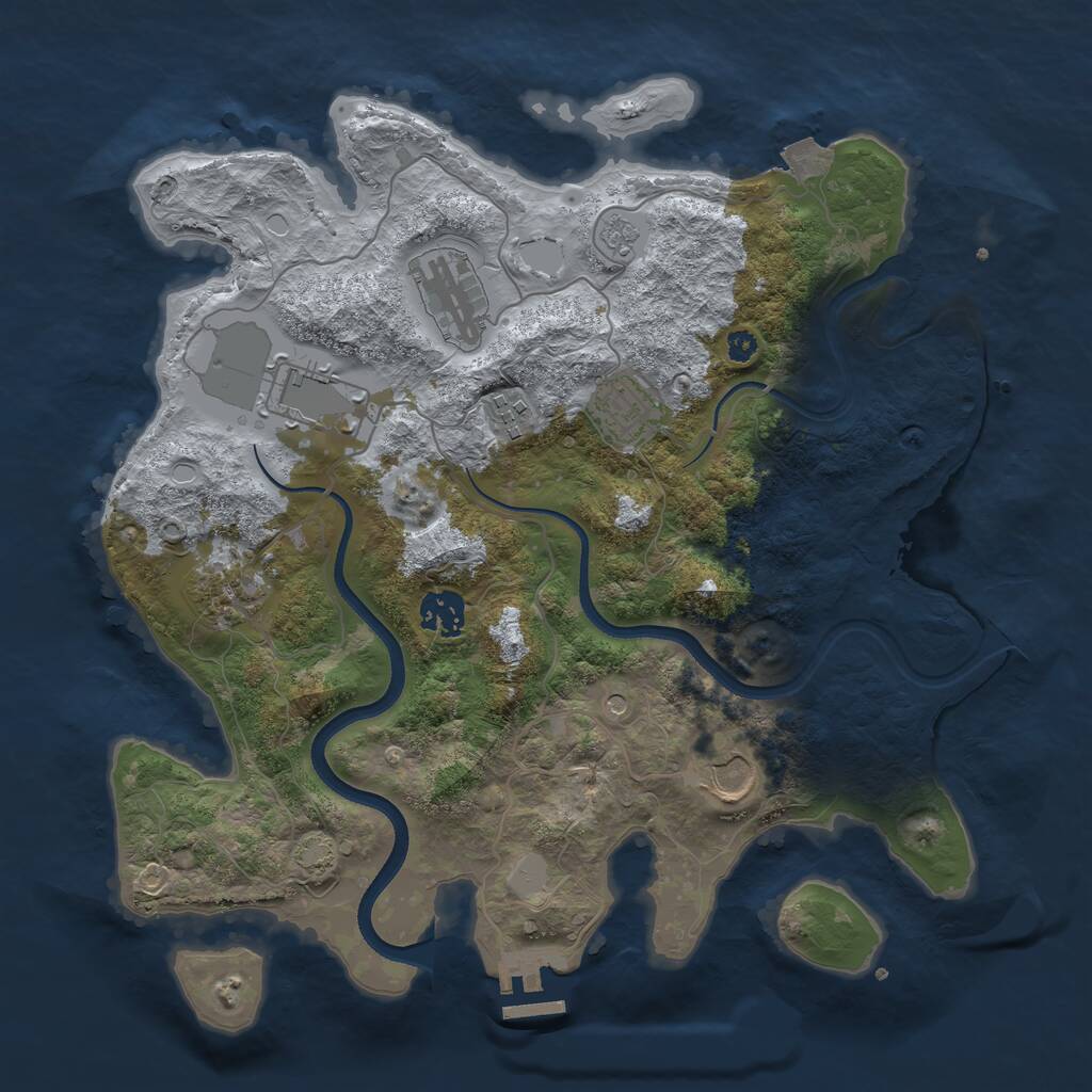 Rust Map: Procedural Map, Size: 3500, Seed: 1866910634, 12 Monuments