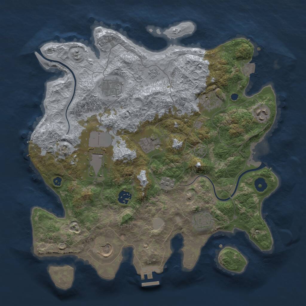 Rust Map: Procedural Map, Size: 3500, Seed: 1866910634, 14 Monuments