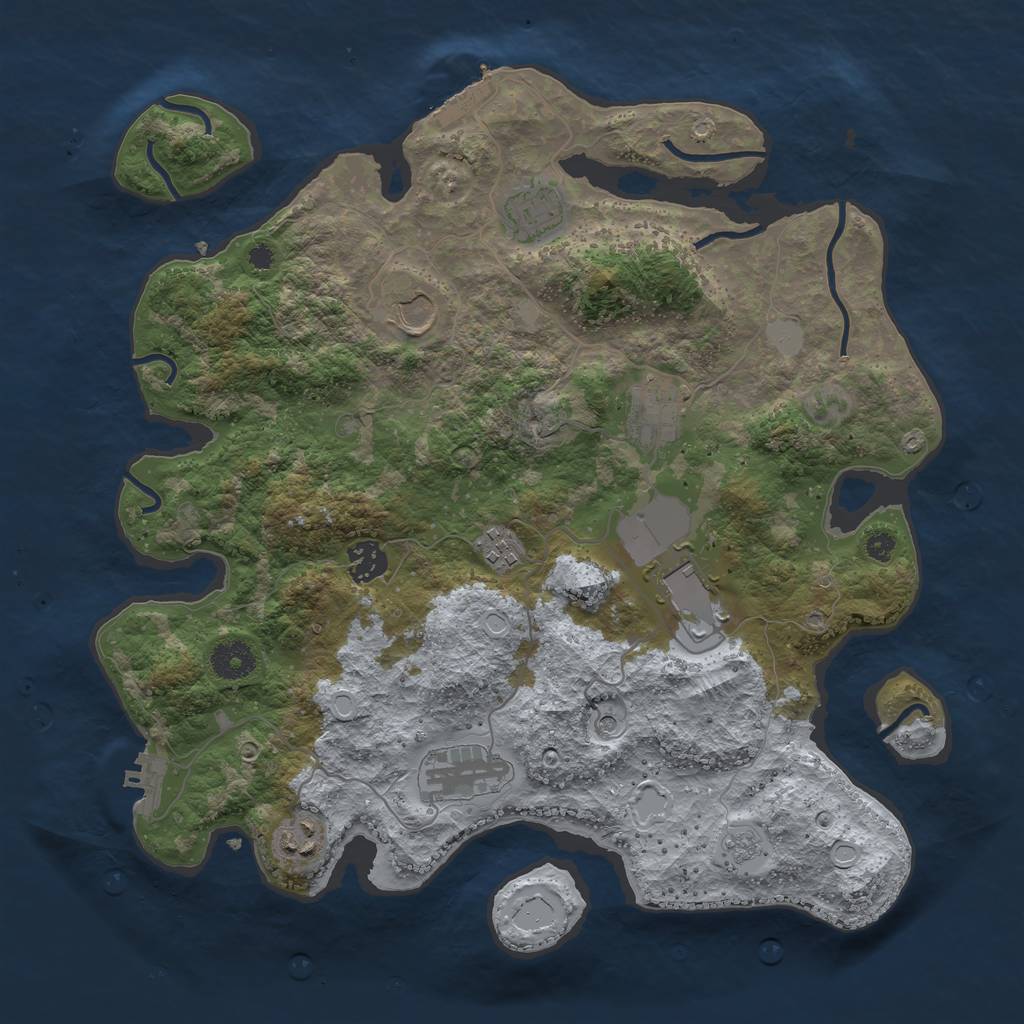 Rust Map: Procedural Map, Size: 3700, Seed: 14977008, 17 Monuments