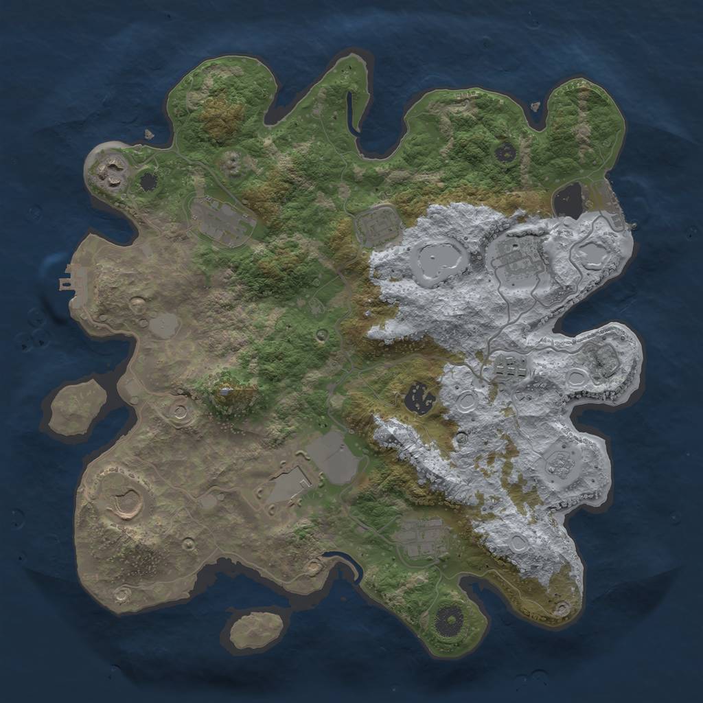 Rust Map: Procedural Map, Size: 3500, Seed: 5641481, 18 Monuments
