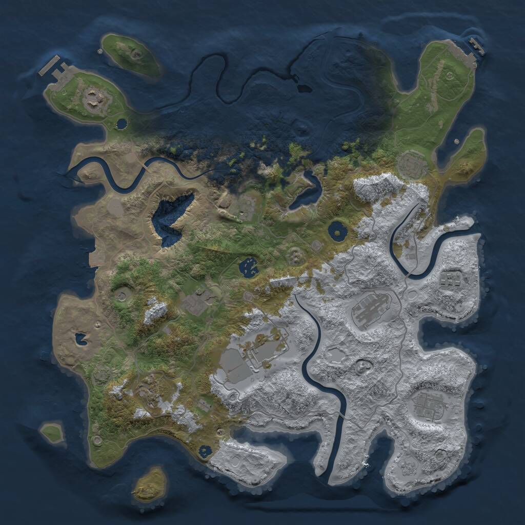 Rust Map: Procedural Map, Size: 4050, Seed: 1323528624, 16 Monuments
