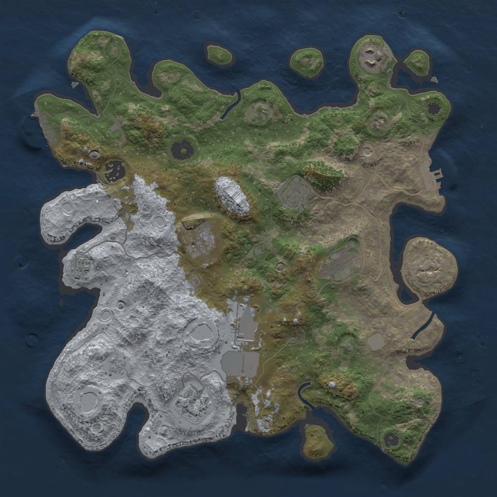 Rust Map: Procedural Map, Size: 3500, Seed: 84310842, 17 Monuments